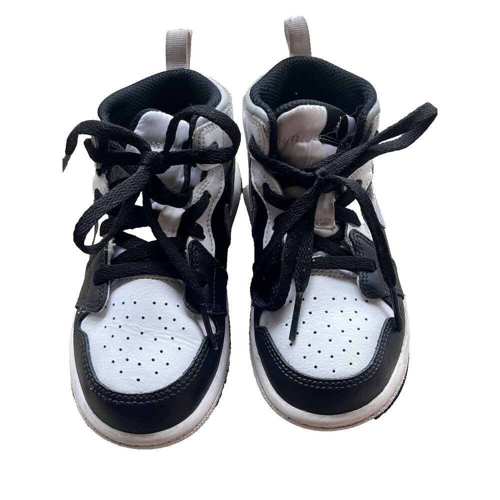 Nike Air Jordan 1 Mid TD Black White Gray Kids Toddler Shoes Size 9C 640735-073